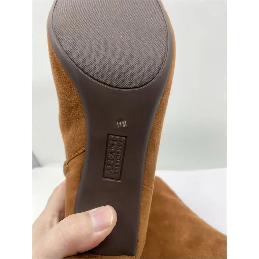 Alfani Womens PAAM Zipper Round Toe Padded Insole Booties Size 11 Cognac